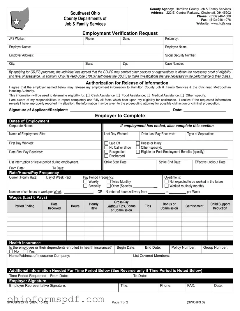 Blank Job And Family Services Hamilton Ohio Template