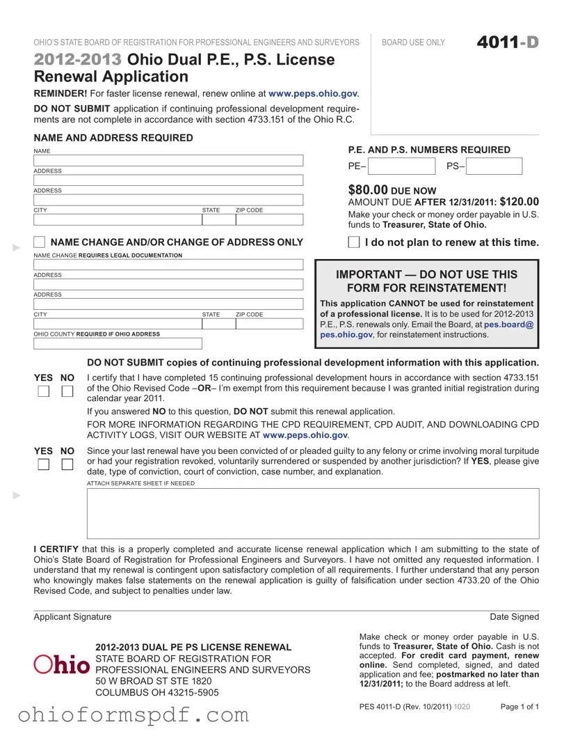 Blank Ohio 4011 D Template