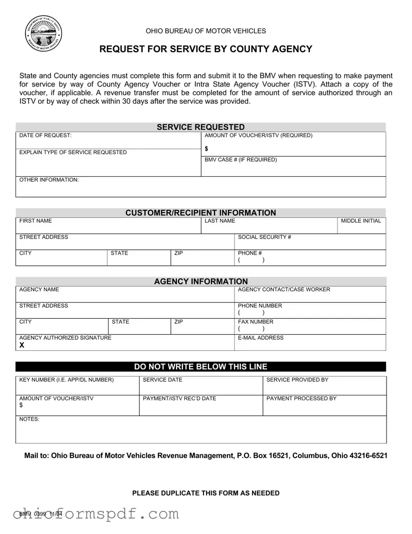 Blank Ohio Bmv 0399 Template