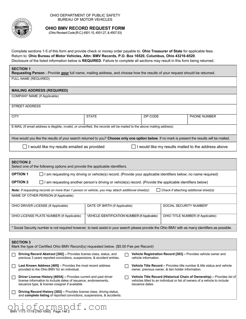 Blank Ohio Bmv 1173 Template