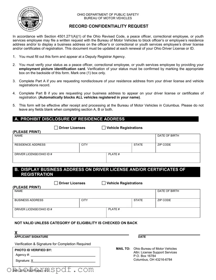 Blank Ohio Bmv 2610 Template