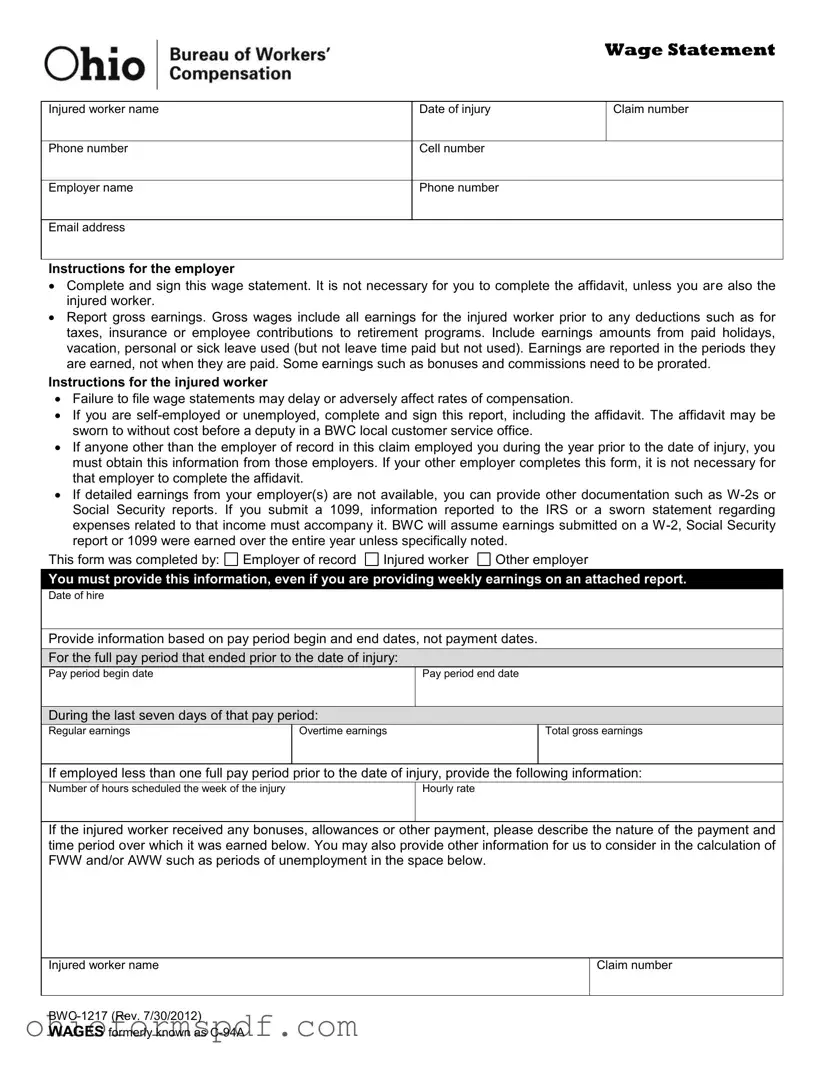 Blank Ohio Bwc 1217 Template
