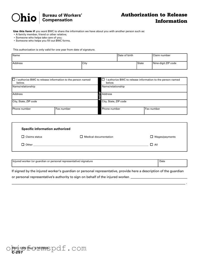 Blank Ohio Bwc 1389 Template