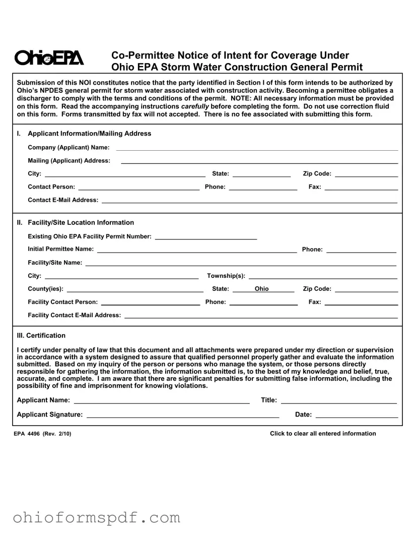 Blank Ohio Epa 4496 Template