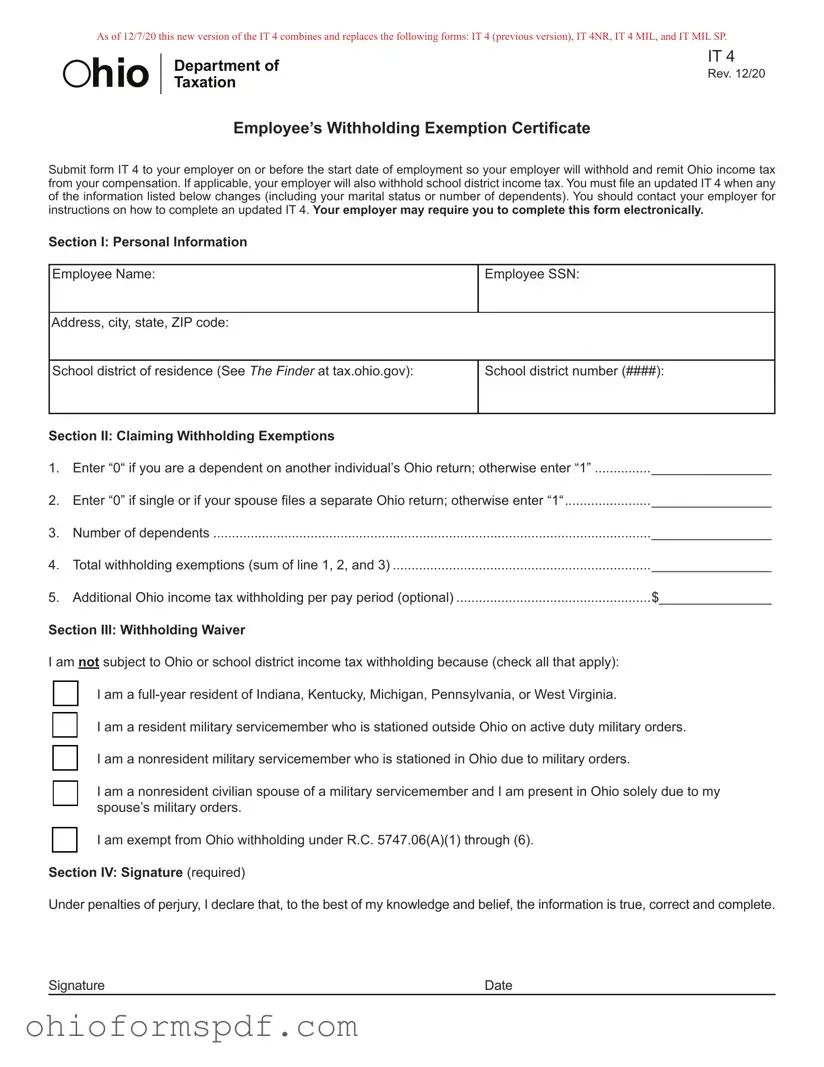 Blank Ohio It 4 Template
