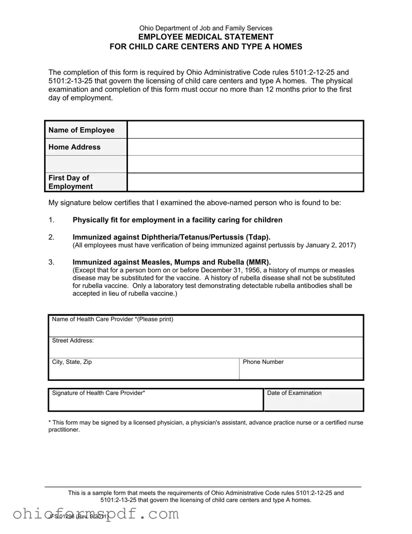 Blank Ohio Jfs 01296 Template