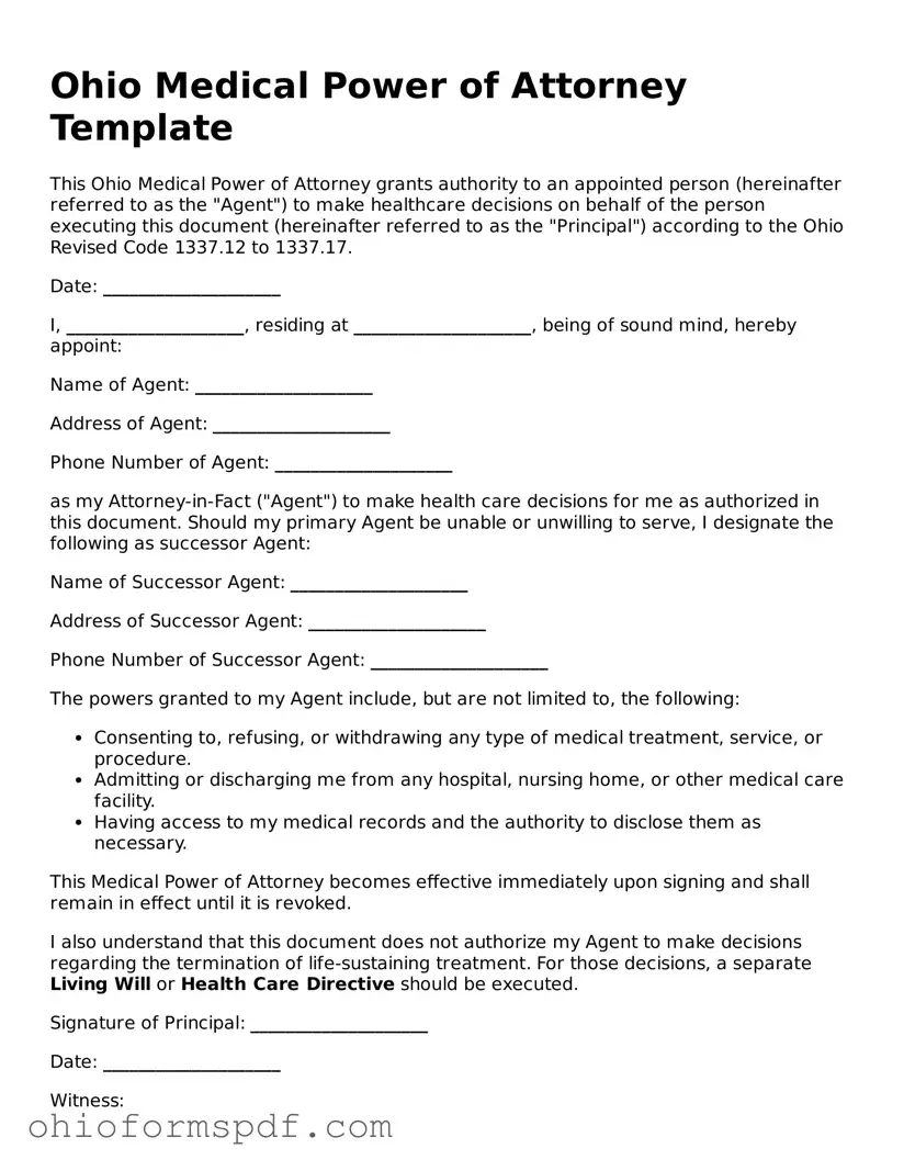 Blank Ohio Medical Power of Attorney Form