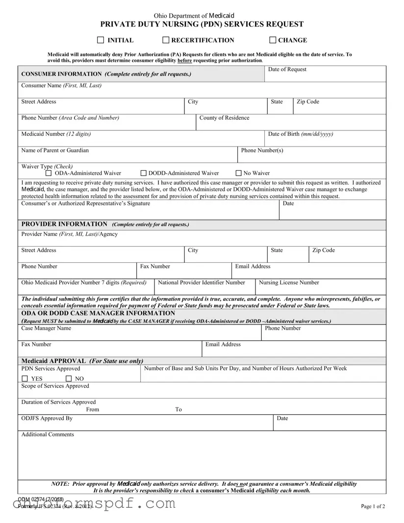 Blank Ohio Odm 02374 Template