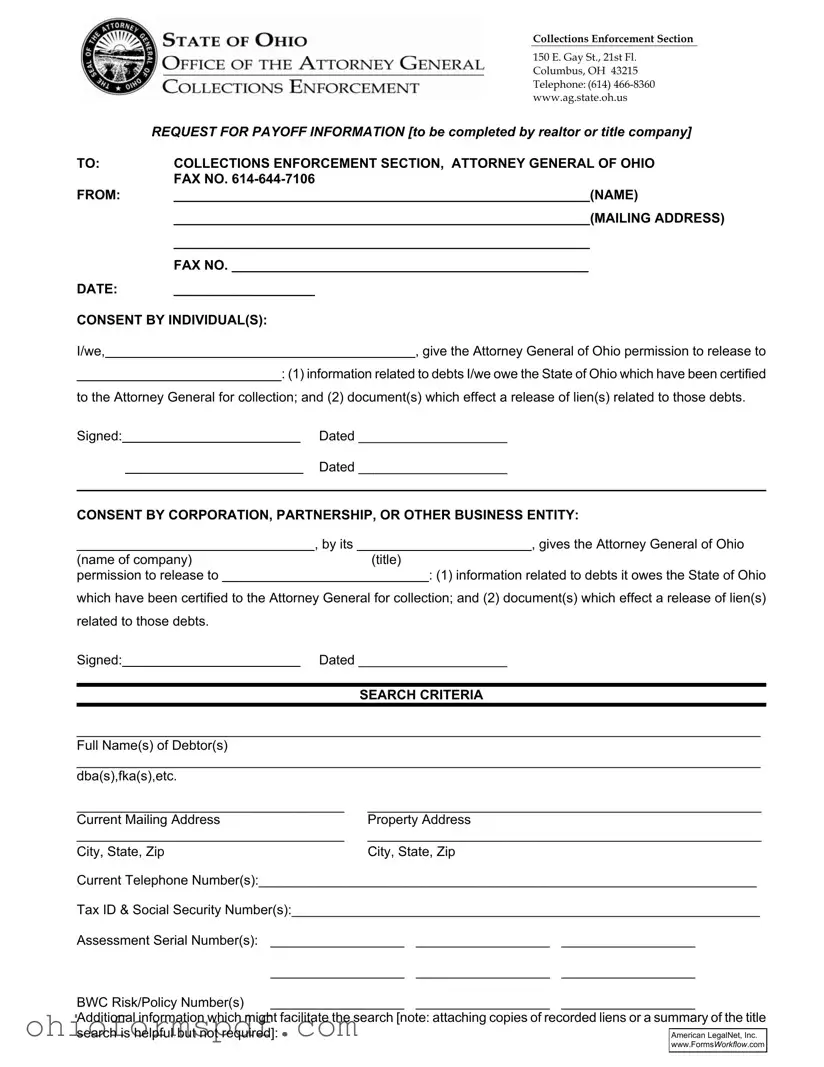 Blank Ohio Payoff Template