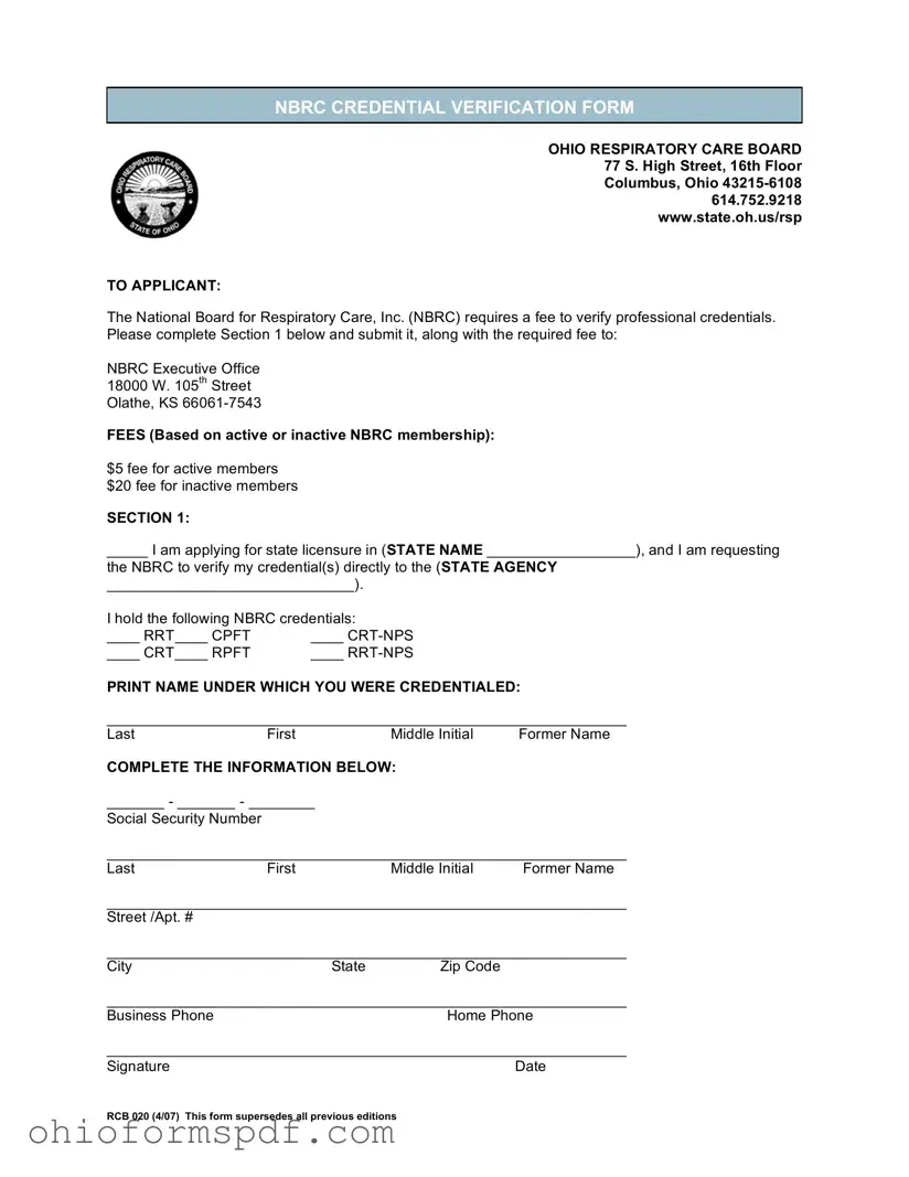 Blank Ohio Rcb 020 Template