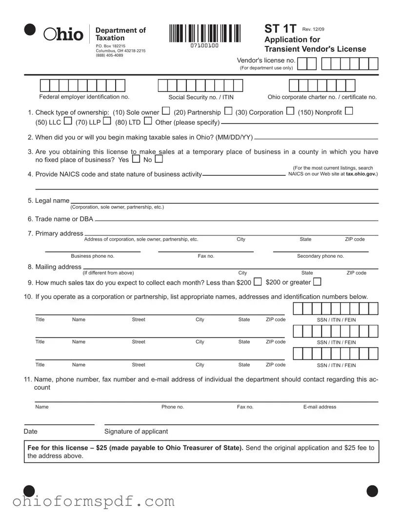 Blank Ohio St 1T Template