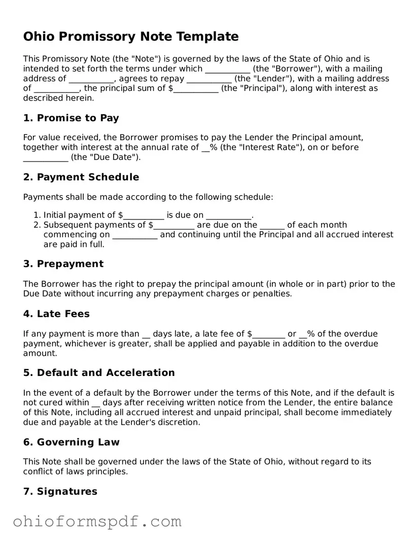 Blank Ohio Promissory Note Form