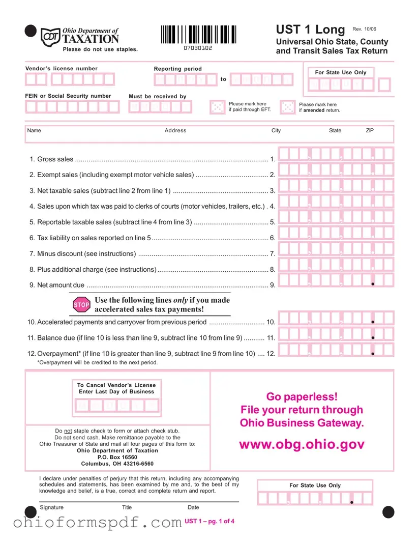 Blank Ohio Ust 1 Template