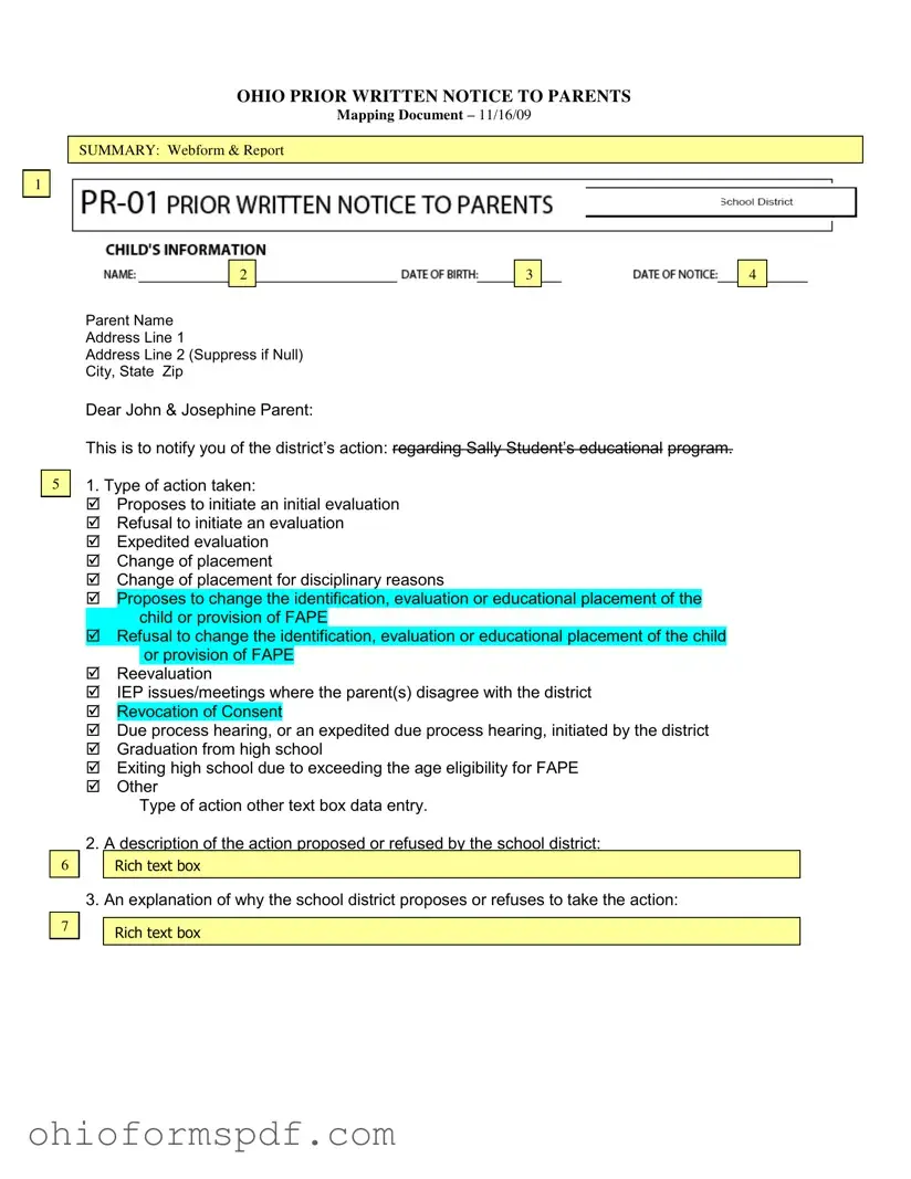 Blank Prior Written Notice Ohio Template