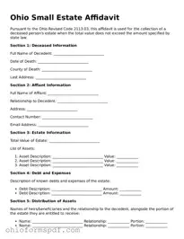 Blank Ohio Small Estate Affidavit Form