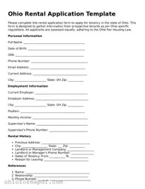 Blank Ohio Rental Application Form
