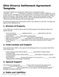 Blank Ohio Divorce Settlement Agreement Form