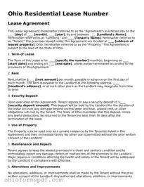 Blank Ohio Residential Lease Agreement Form