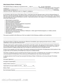 Blank Ohio General Power of Attorney Form