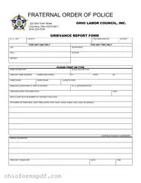 Blank Ohio Fraternal Order Of Police Template