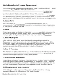 Blank Ohio Lease Agreement Form