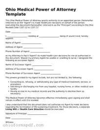 Blank Ohio Medical Power of Attorney Form