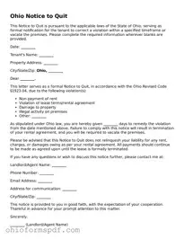 Blank Ohio Notice to Quit Form