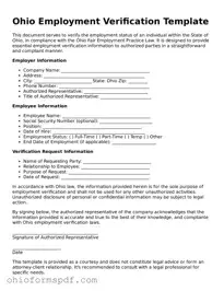 Blank Ohio Employment Verification Form