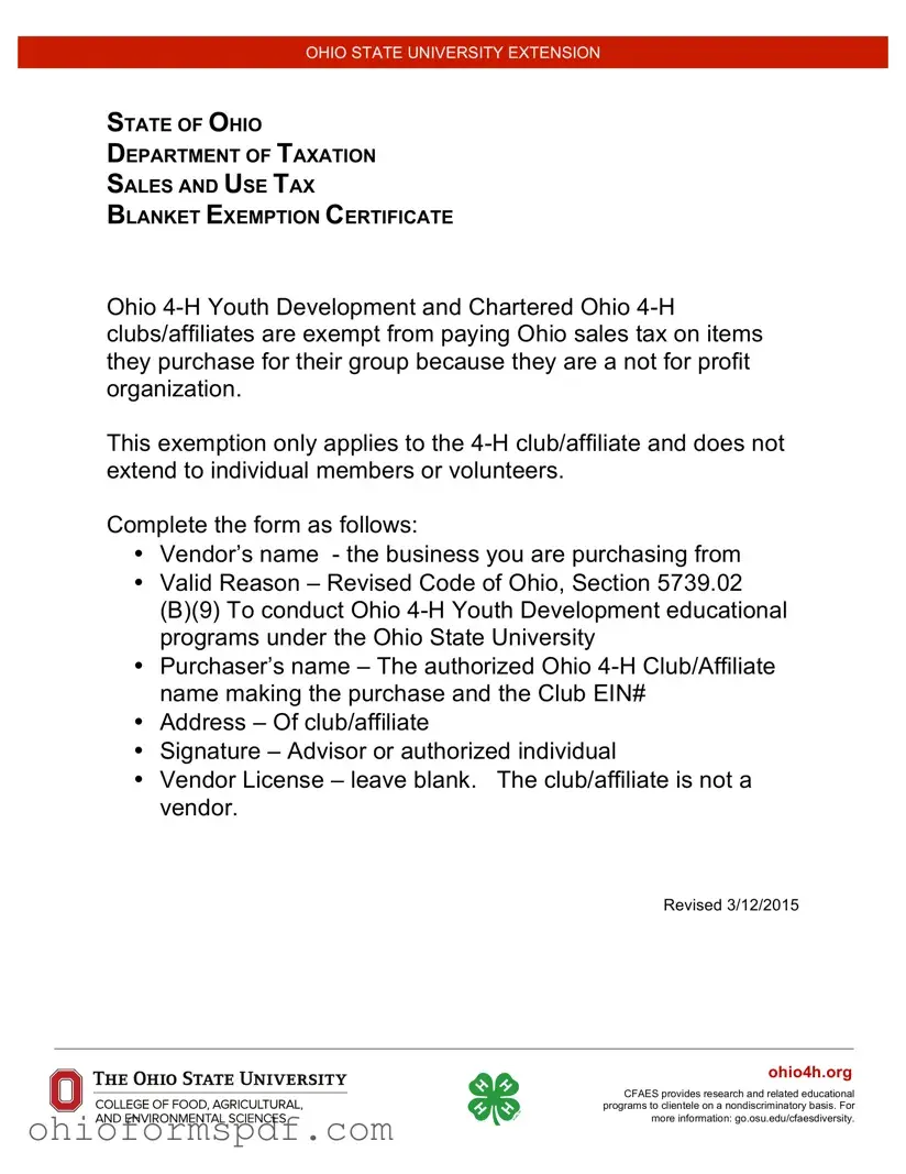 Blank Tax Exempt Ohio Template